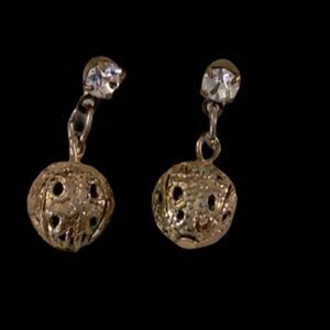 Hanging Earrings, rhinestone/dangling globes Vintage‎